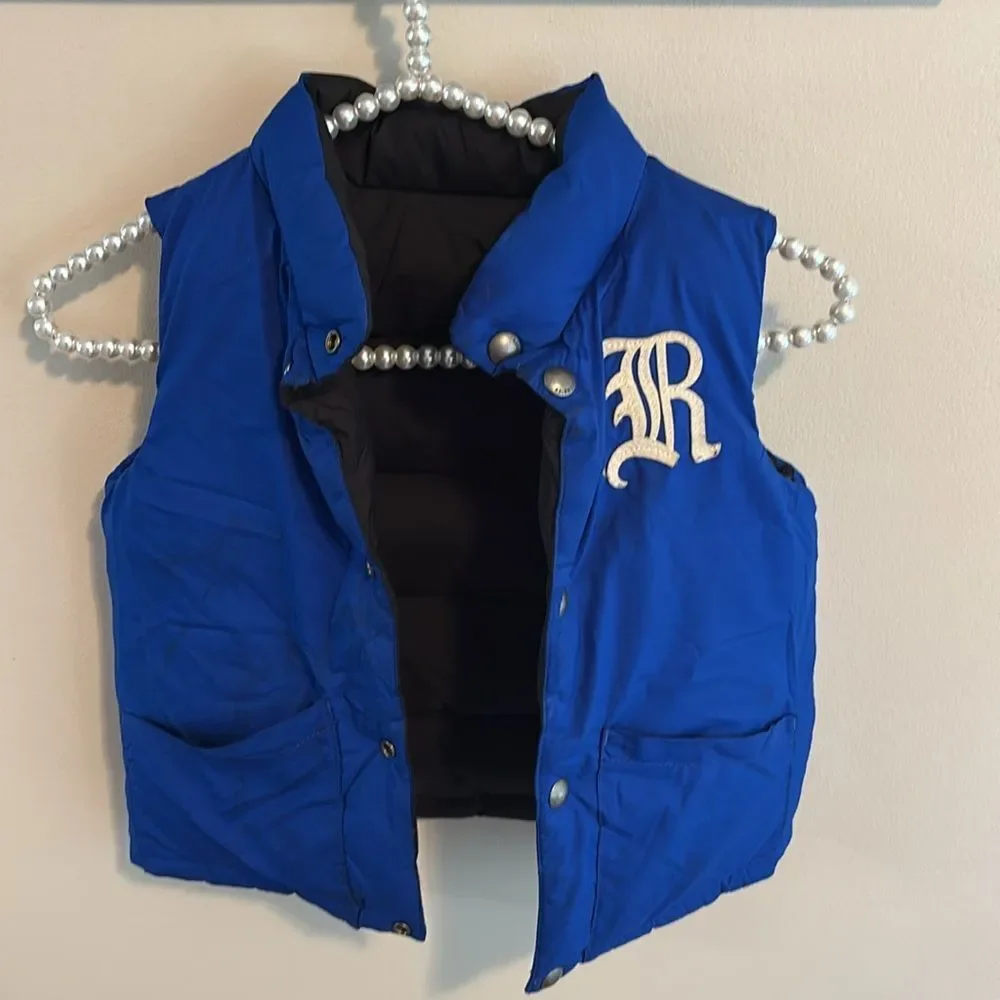 Ralph Lauren Black Puffer Vest with Blue Lining reversible size small